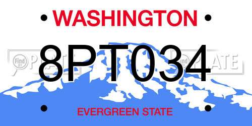 8PT034 Washington License Plate