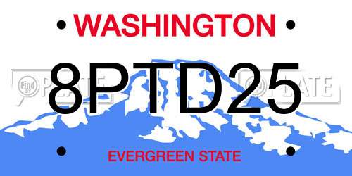 8PTD25 Washington License Plate