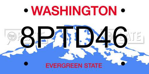 8PTD46 Washington License Plate