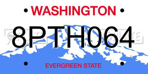 8PTH064 Washington License Plate