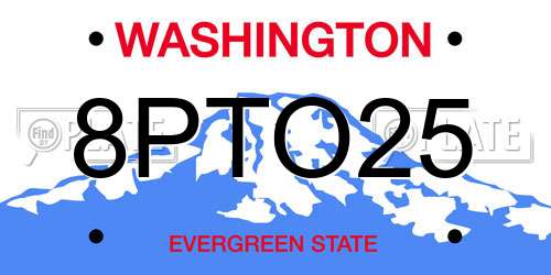 8PTO25 Washington License Plate