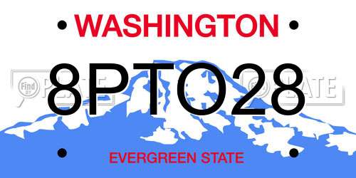 8PTO28 Washington License Plate