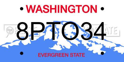 8PTO34 Washington License Plate