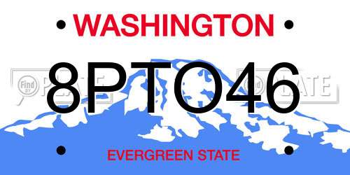 8PTO46 Washington License Plate