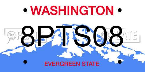 8PTS08 Washington License Plate