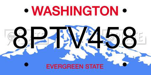 8PTV458 Washington License Plate