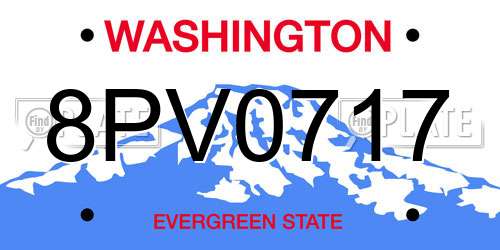 8PV0717 Washington License Plate