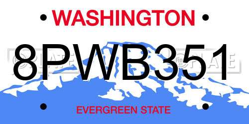 8PWB351 Washington License Plate
