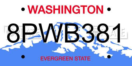 8PWB381 Washington License Plate