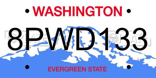 8PWD133 Washington License Plate