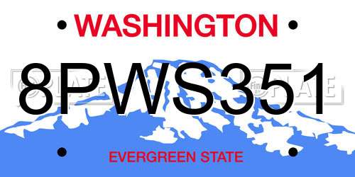 8PWS351 Washington License Plate