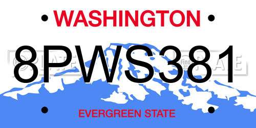 8PWS381 Washington License Plate