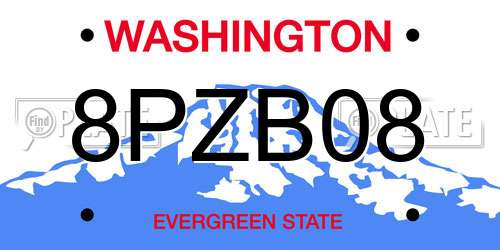 8PZB08 Washington License Plate