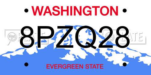 8PZQ28 Washington License Plate
