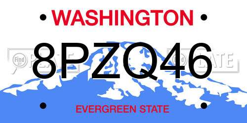 8PZQ46 Washington License Plate