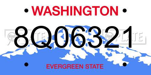 8Q06321 Washington License Plate