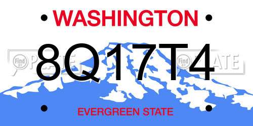 8Q17T4 Washington License Plate