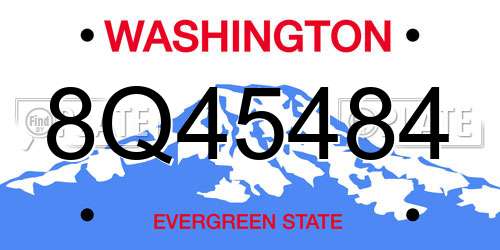 8Q45484 Washington License Plate