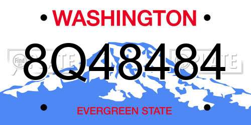 8Q48484 Washington License Plate
