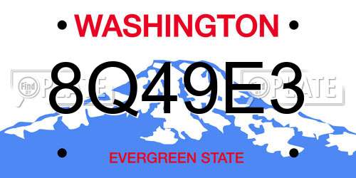 8Q49E3 Washington License Plate