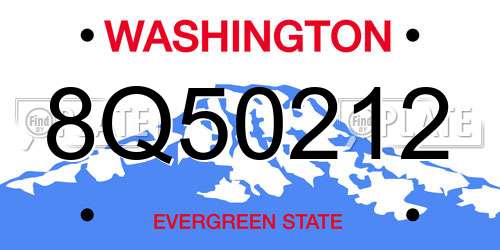8Q50212 Washington License Plate