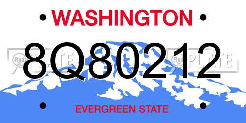8Q80212 Washington License Plate