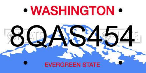 8QAS454 Washington License Plate