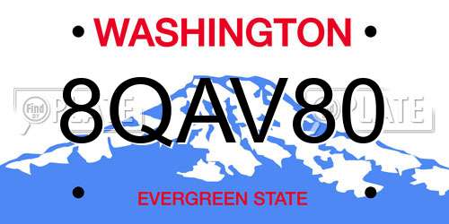 8QAV80 Washington License Plate