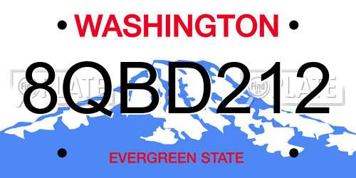 8QBD212 Washington License Plate