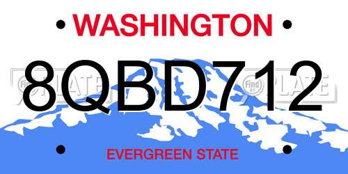 8QBD712 Washington License Plate