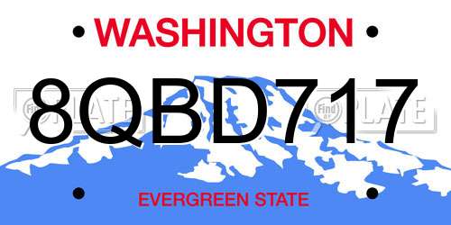 8QBD717 Washington License Plate