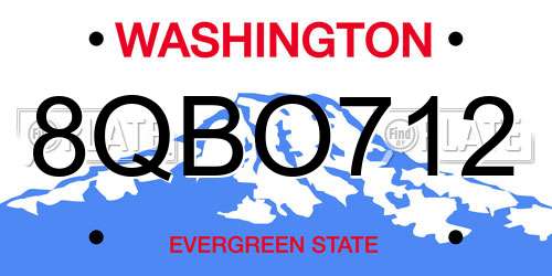 8QBO712 Washington License Plate