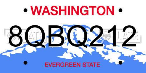 8QBQ212 Washington License Plate