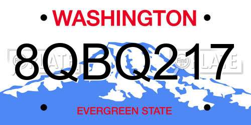8QBQ217 Washington License Plate
