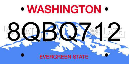 8QBQ712 Washington License Plate