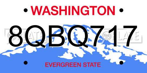 8QBQ717 Washington License Plate