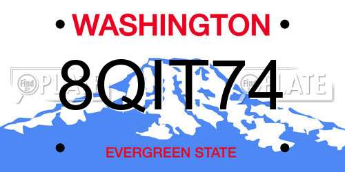 8QIT74 Washington License Plate