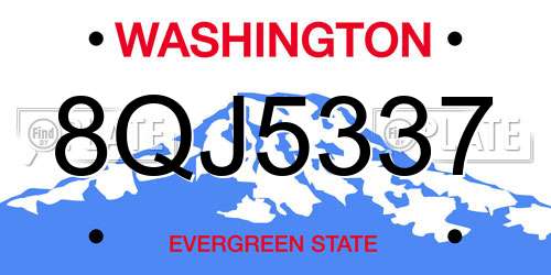 8QJ5337 Washington License Plate