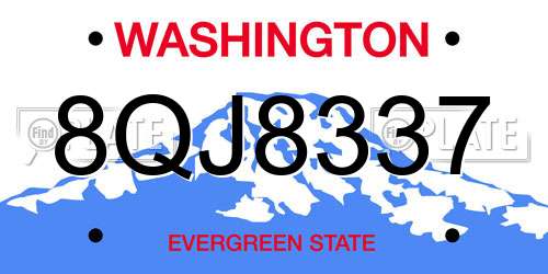 8QJ8337 Washington License Plate