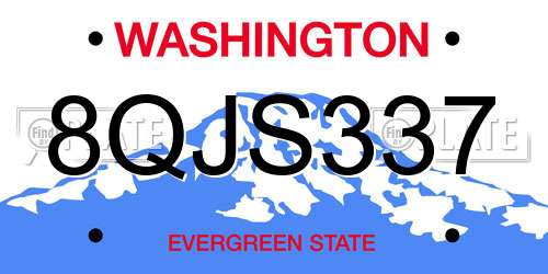 8QJS337 Washington License Plate