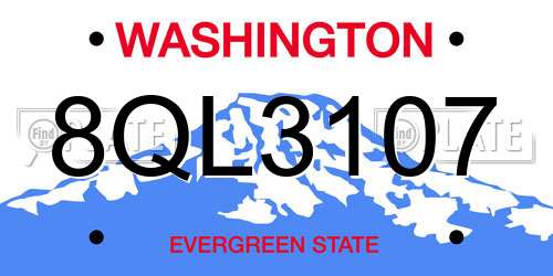 8QL3107 Washington License Plate