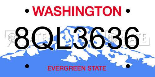 8QL3636 Washington License Plate