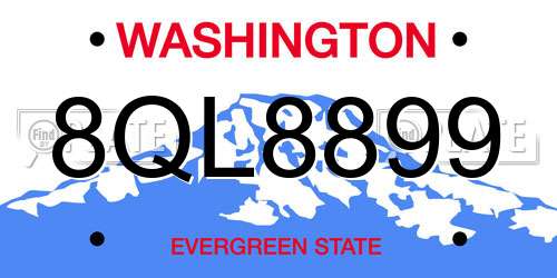 8QL8899 Washington License Plate