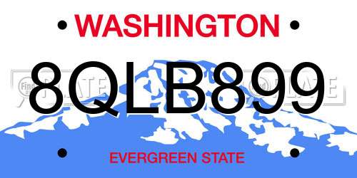 8QLB899 Washington License Plate