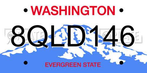8QLD146 Washington License Plate