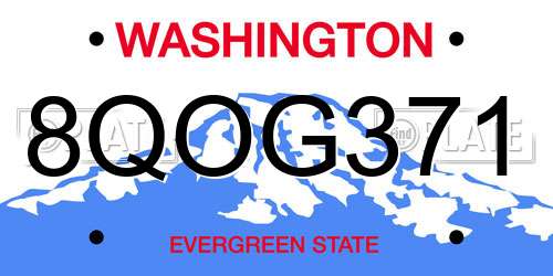 8QOG371 Washington License Plate