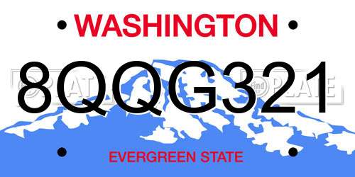 8QQG321 Washington License Plate
