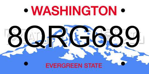 8QRG689 Washington License Plate