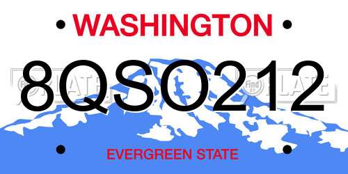 8QSO212 Washington License Plate