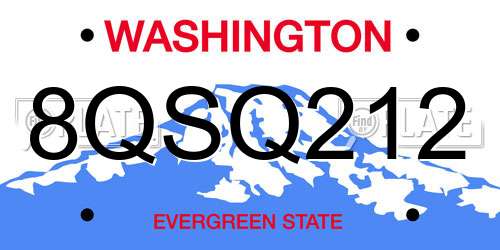 8QSQ212 Washington License Plate